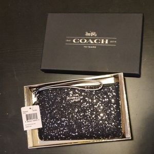 Coach Star Glitter Small Wristlet in Black